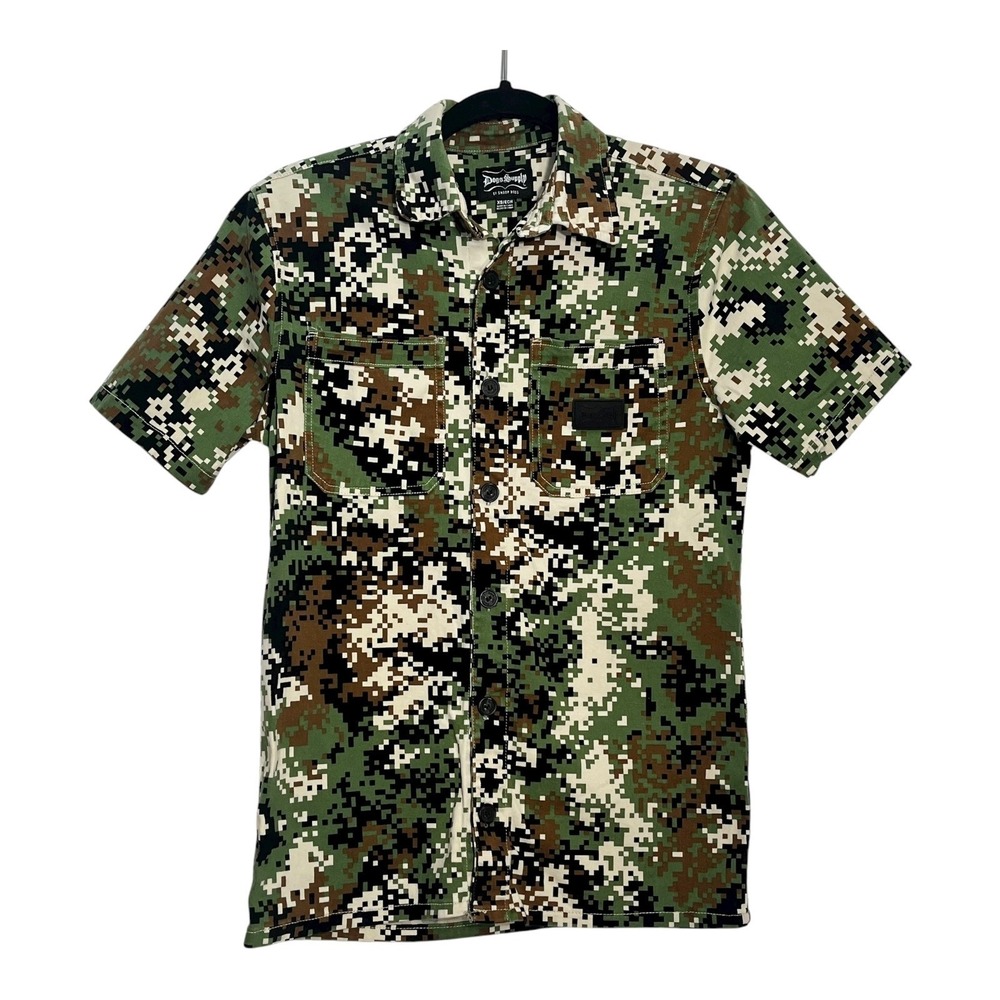 Dogg‎ Supply by Snoop Dogg Mens Pixel Camo Short Sleeve Button Down Shirt